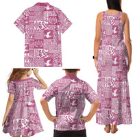 Pink Tonga Kilisimasi Fiefia Family Matching Tank Maxi Dress and Hawaiian Shirt Pacific Patchwork Xmas Vibes - Polynesian Pride