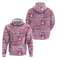Pink Tonga Kilisimasi Fiefia Hoodie Pacific Patchwork Xmas Vibes - Polynesian Pride