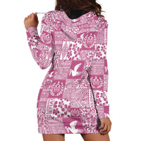 Pink Tonga Kilisimasi Fiefia Hoodie Dress Pacific Patchwork Xmas Vibes - Polynesian Pride
