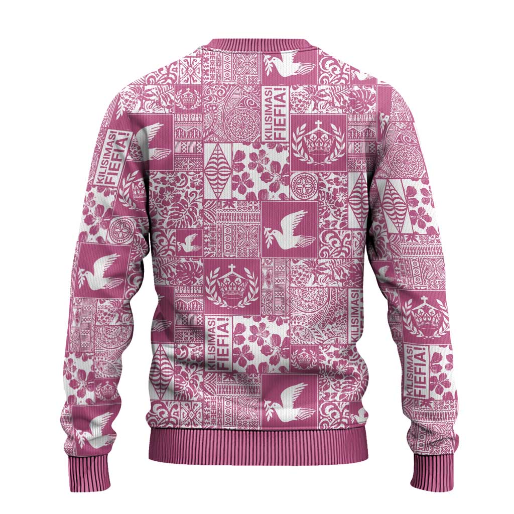 Pink Tonga Kilisimasi Fiefia Ugly Christmas Sweater Pacific Patchwork Xmas Vibes - Polynesian Pride