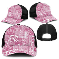 Pink Tonga Kilisimasi Fiefia Mesh Trucker Cap Pacific Patchwork Xmas Vibes - Polynesian Pride