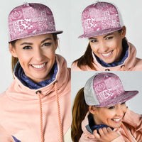Pink Tonga Kilisimasi Fiefia Mesh Trucker Cap Pacific Patchwork Xmas Vibes - Polynesian Pride