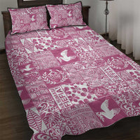 Pink Tonga Kilisimasi Fiefia Quilt Bed Set Pacific Patchwork Xmas Vibes - Polynesian Pride