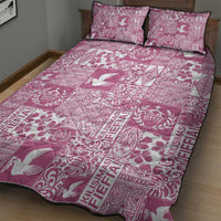 Pink Tonga Kilisimasi Fiefia Quilt Bed Set Pacific Patchwork Xmas Vibes - Polynesian Pride