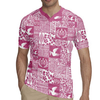 Pink Tonga Kilisimasi Fiefia Rugby Jersey Pacific Patchwork Xmas Vibes - Polynesian Pride