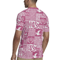Pink Tonga Kilisimasi Fiefia Rugby Jersey Pacific Patchwork Xmas Vibes - Polynesian Pride