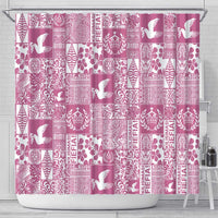 Pink Tonga Kilisimasi Fiefia Shower Curtain Pacific Patchwork Xmas Vibes - Polynesian Pride