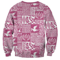 Pink Tonga Kilisimasi Fiefia Sweatshirt Pacific Patchwork Xmas Vibes - Polynesian Pride