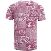 Pink Tonga Kilisimasi Fiefia T Shirt Pacific Patchwork Xmas Vibes - Polynesian Pride