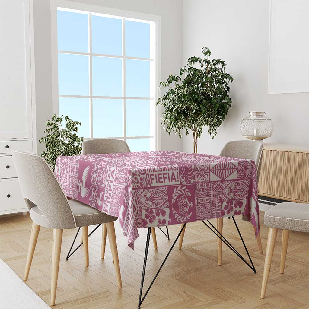 Pink Tonga Kilisimasi Fiefia Tablecloth Pacific Patchwork Xmas Vibes - Polynesian Pride
