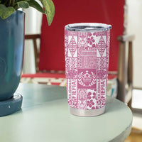 Pink Tonga Kilisimasi Fiefia Tumbler Cup Pacific Patchwork Xmas Vibes - Polynesian Pride