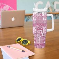 Pink Tonga Kilisimasi Fiefia Tumbler With Handle Pacific Patchwork Xmas Vibes - Polynesian Pride