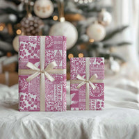Pink Tonga Kilisimasi Fiefia Wrapping Paper Pacific Patchwork Xmas Vibes - Polynesian Pride