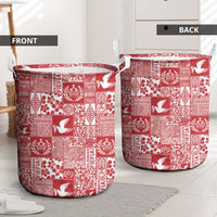 Red Tonga Kilisimasi Fiefia Laundry Basket Pacific Patchwork Xmas Vibes - Polynesian Pride