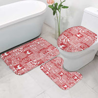 Red Tonga Kilisimasi Fiefia Bathroom Set Pacific Patchwork Xmas Vibes - Polynesian Pride