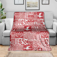 Red Tonga Kilisimasi Fiefia Blanket Pacific Patchwork Xmas Vibes - Polynesian Pride