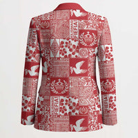Red Tonga Kilisimasi Fiefia Blazer Pacific Patchwork Xmas Vibes - Polynesian Pride
