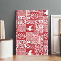 Red Tonga Kilisimasi Fiefia Canvas Wall Art Pacific Patchwork Xmas Vibes - Polynesian Pride