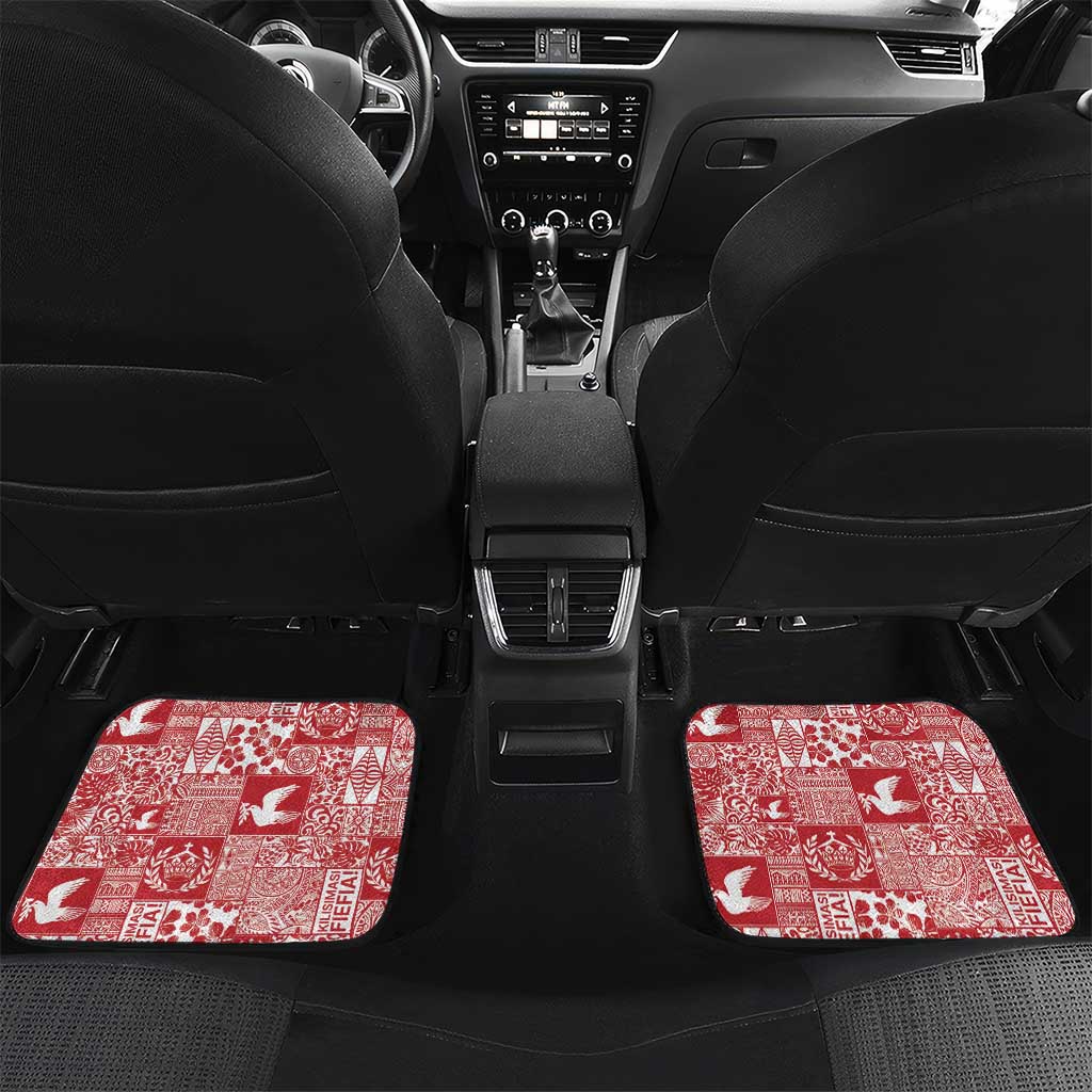 Red Tonga Kilisimasi Fiefia Car Mats Pacific Patchwork Xmas Vibes - Polynesian Pride