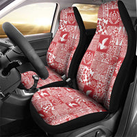 Red Tonga Kilisimasi Fiefia Car Seat Cover Pacific Patchwork Xmas Vibes - Polynesian Pride