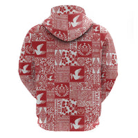 Red Tonga Kilisimasi Fiefia Hoodie Pacific Patchwork Xmas Vibes - Polynesian Pride
