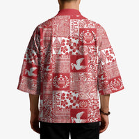 Red Tonga Kilisimasi Fiefia Kimono Pacific Patchwork Xmas Vibes - Polynesian Pride