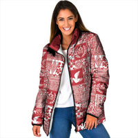 Red Tonga Kilisimasi Fiefia Padded Jacket Pacific Patchwork Xmas Vibes - Polynesian Pride