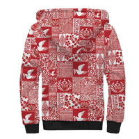 Red Tonga Kilisimasi Fiefia Sherpa Hoodie Pacific Patchwork Xmas Vibes - Polynesian Pride