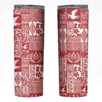 Red Tonga Kilisimasi Fiefia Skinny Tumbler Pacific Patchwork Xmas Vibes - Polynesian Pride