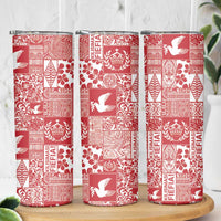 Red Tonga Kilisimasi Fiefia Skinny Tumbler Pacific Patchwork Xmas Vibes - Polynesian Pride