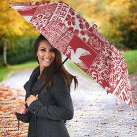 Red Tonga Kilisimasi Fiefia Umbrella Pacific Patchwork Xmas Vibes - Polynesian Pride