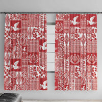 Red Tonga Kilisimasi Fiefia Window Curtain Pacific Patchwork Xmas Vibes - Polynesian Pride