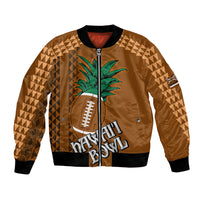 Custom Hawaii Honolulu Bowl Bomber Jacket With Kakau Tribal Pattern LT9 Unisex Brown - Polynesian Pride