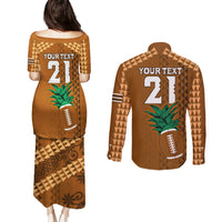 Custom Hawaii Honolulu Bowl Couples Matching Puletasi Dress and Long Sleeve Button Shirt With Kakau Tribal Pattern LT9 - Polynesian Pride