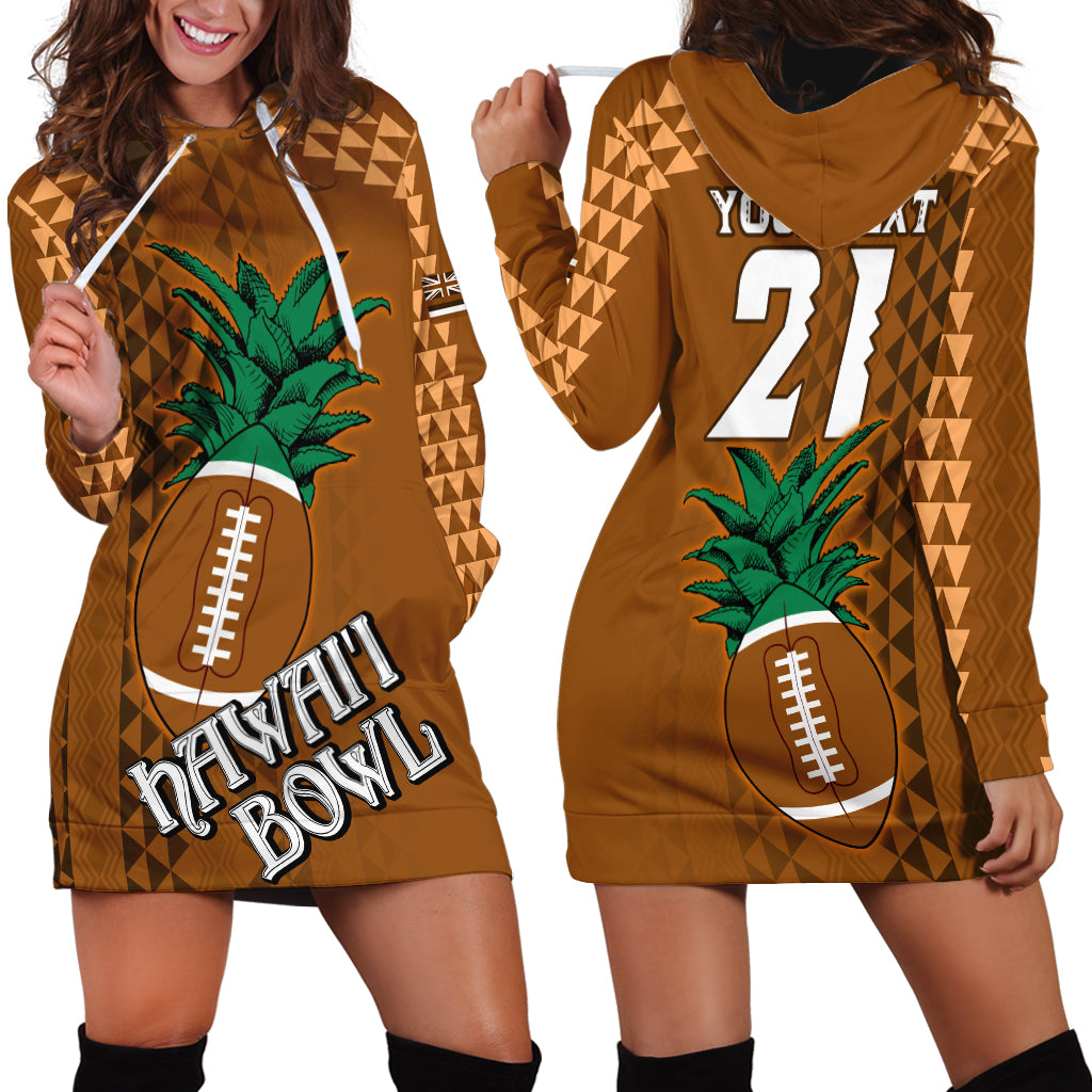 Custom Hawaii Honolulu Bowl Hoodie Dress With Kakau Tribal Pattern LT9 - Polynesian Pride