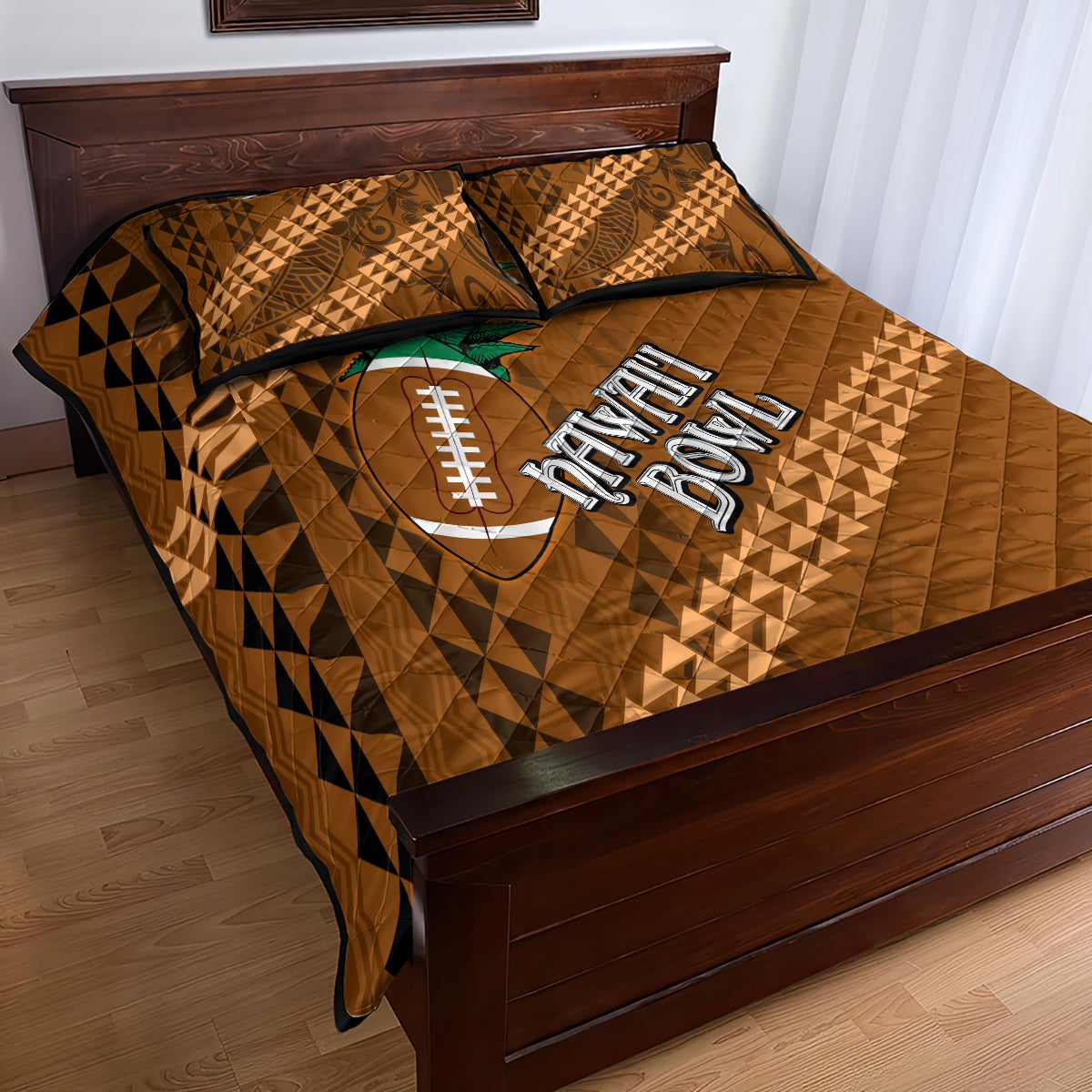 Custom Hawaii Honolulu Bowl Quilt Bed Set With Kakau Tribal Pattern LT9 - Polynesian Pride