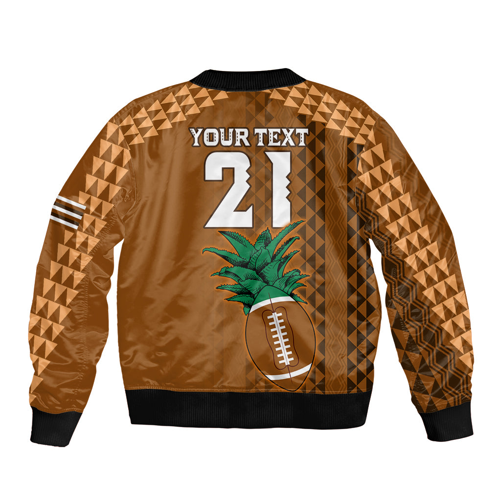 Custom Hawaii Honolulu Bowl Sleeve Zip Bomber Jacket With Kakau Tribal Pattern LT9 - Polynesian Pride