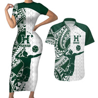 Polynesian Hawaii Volleyball Custom Couples Matching Short Sleeve Bodycon Dress and Hawaiian Shirt Kakau with Sport Style