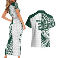 Polynesian Hawaii Volleyball Custom Couples Matching Short Sleeve Bodycon Dress and Hawaiian Shirt Kakau with Sport Style