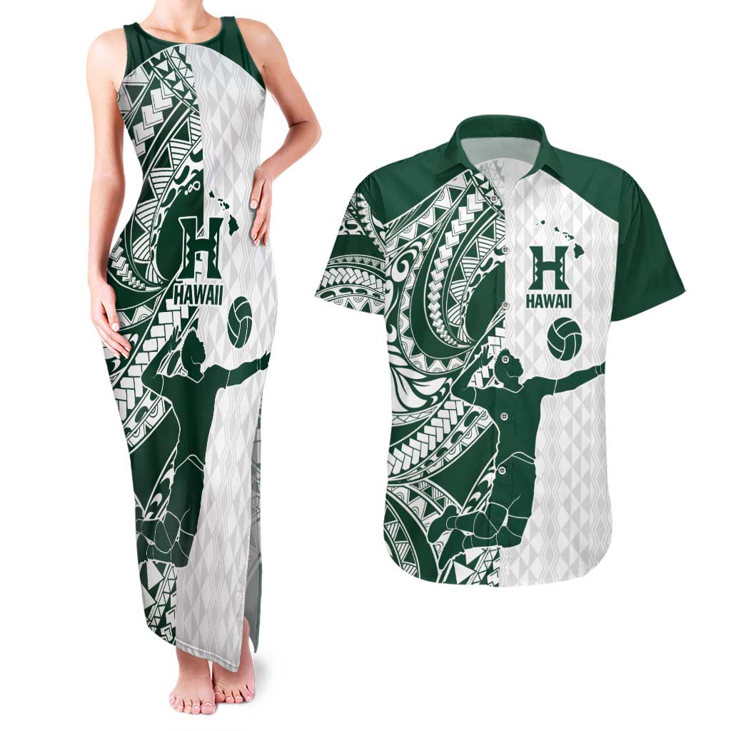 Polynesian Hawaii Volleyball Custom Couples Matching Tank Maxi Dress and Hawaiian Shirt Kakau with Sport Style