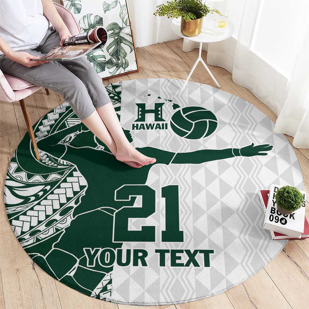 Polynesian Hawaii Volleyball Custom Round Carpet Kakau with Sport Style