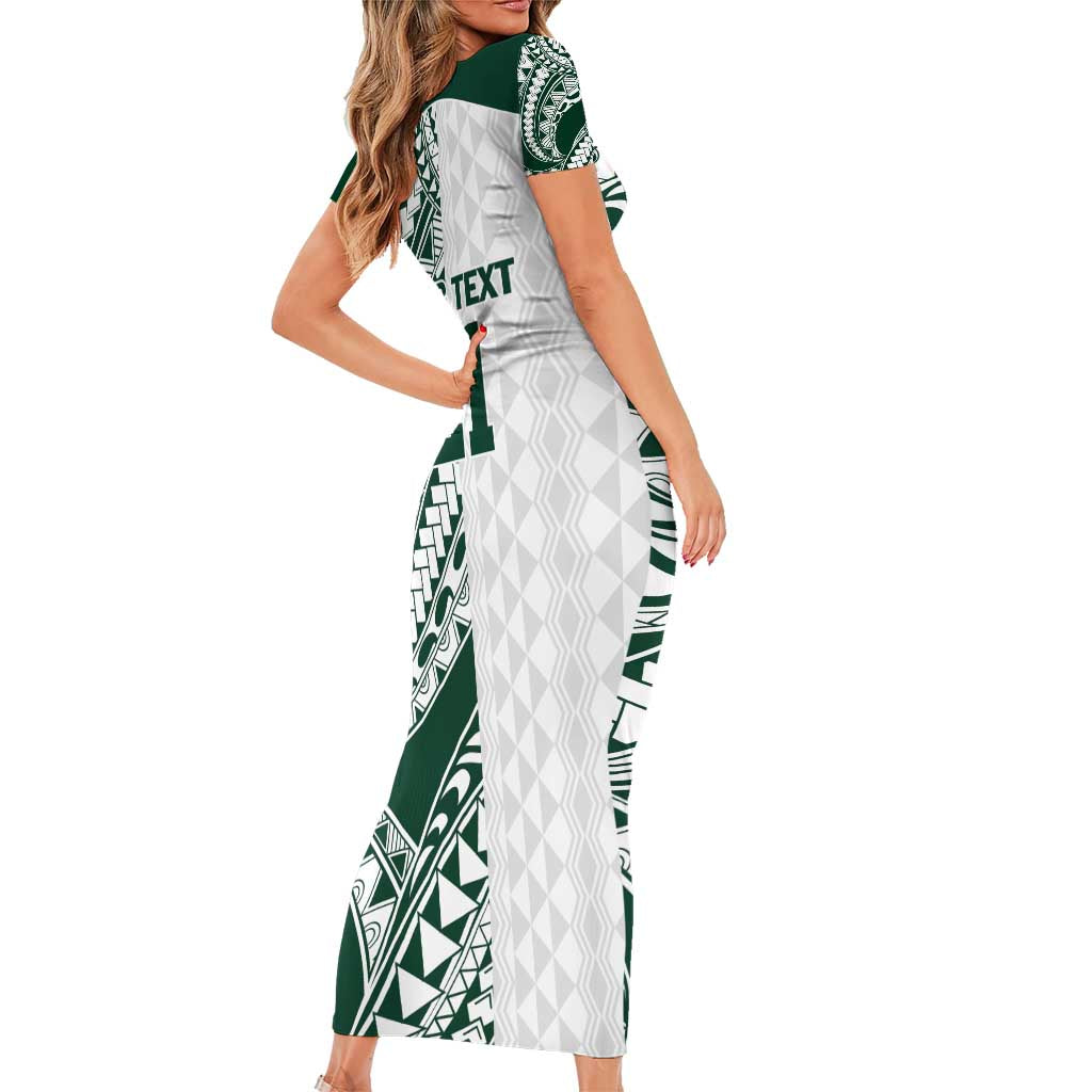 Polynesian Hawaii Volleyball Custom Short Sleeve Bodycon Dress Kakau with Sport Style