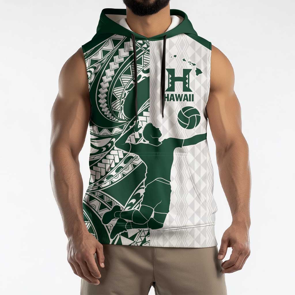 Polynesian Hawaii Volleyball Custom Sleeveless Hoodie Kakau with Sport Style - Polynesian Pride
