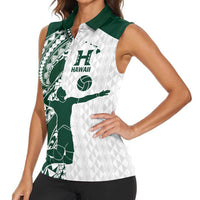 Polynesian Hawaii Volleyball Custom Women Sleeveless Polo Shirt Kakau with Sport Style