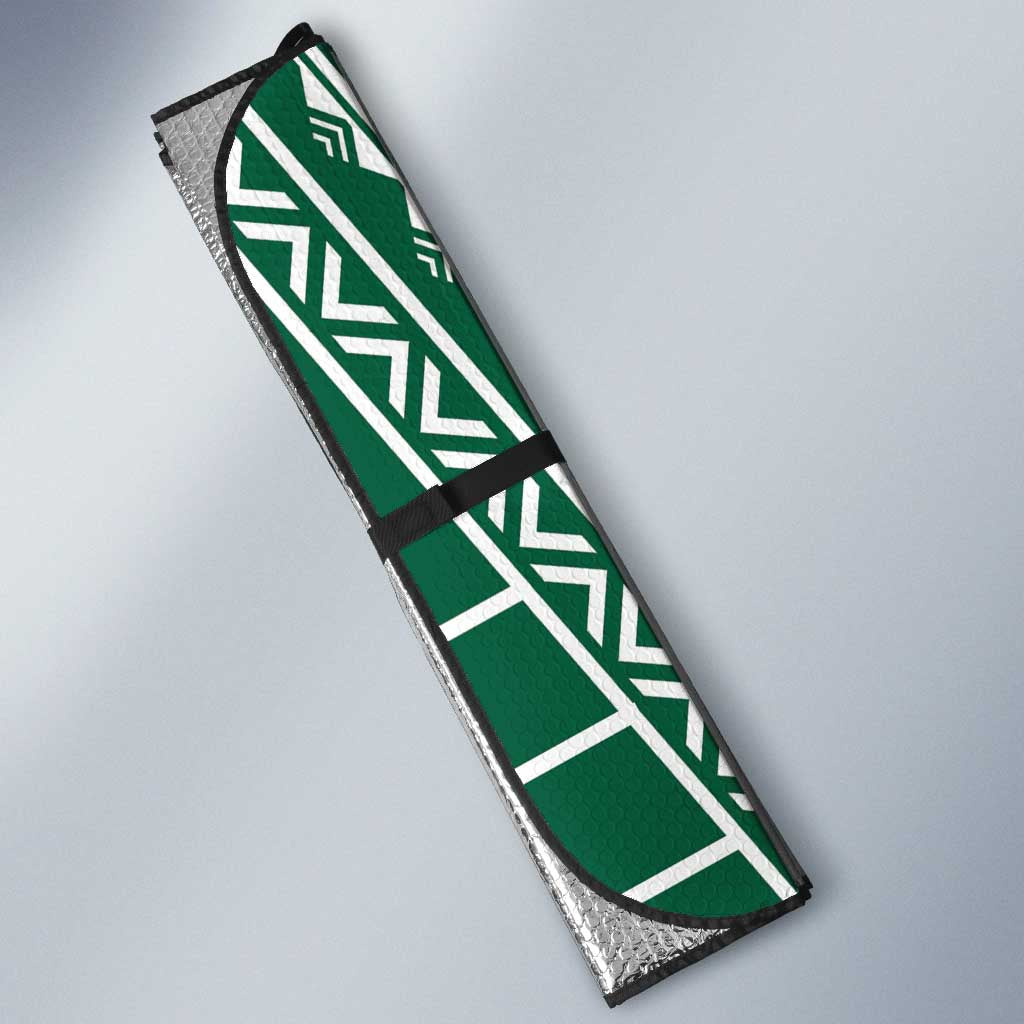 Polynesian Hawaii Volleyball Custom Auto Sun Shade Green Kakau with Map Motif - Polynesian Pride