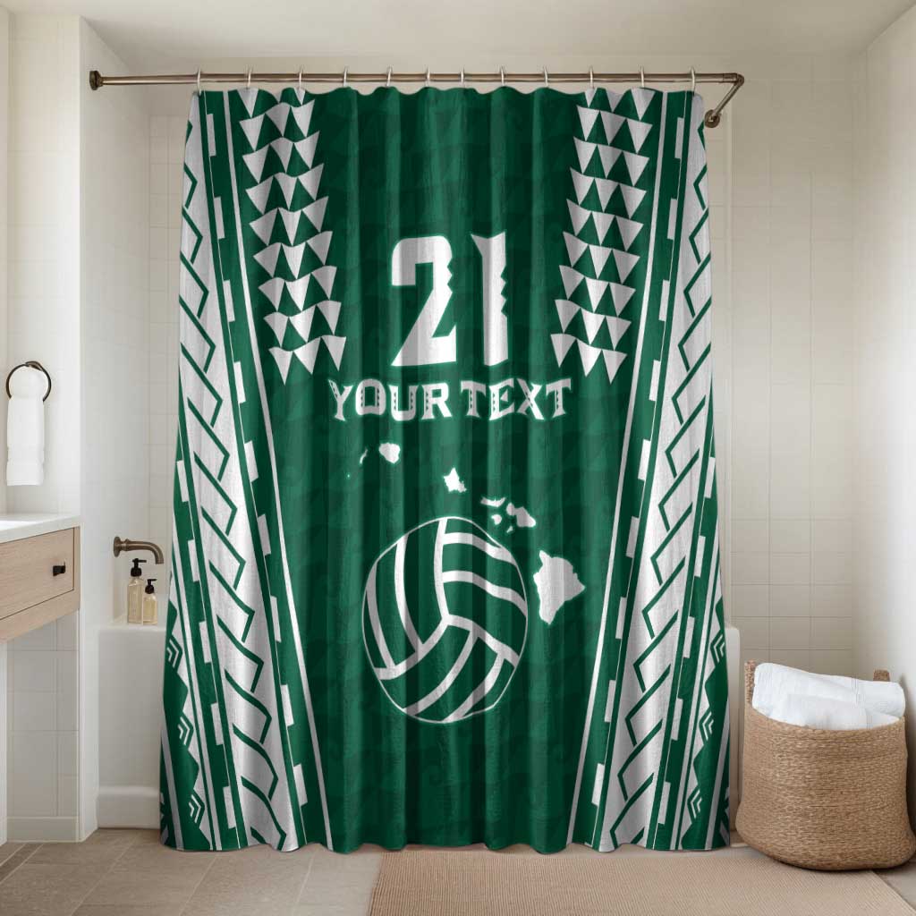 Polynesian Hawaii Volleyball Custom Bathroom Set Green Kakau with Map Motif - Polynesian Pride