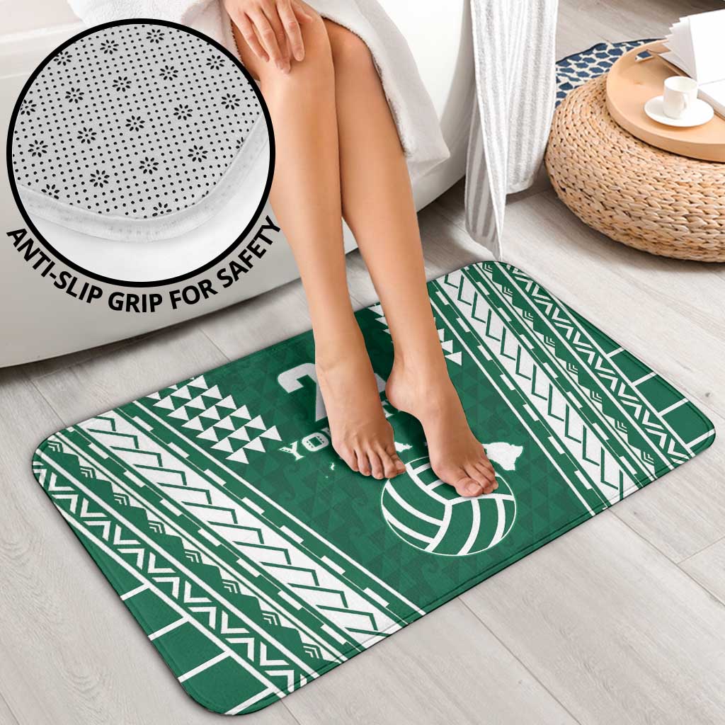 Polynesian Hawaii Volleyball Custom Bathroom Set Green Kakau with Map Motif - Polynesian Pride