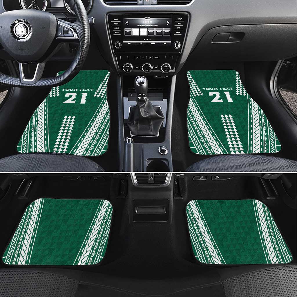 Polynesian Hawaii Volleyball Custom Car Mats Green Kakau with Map Motif