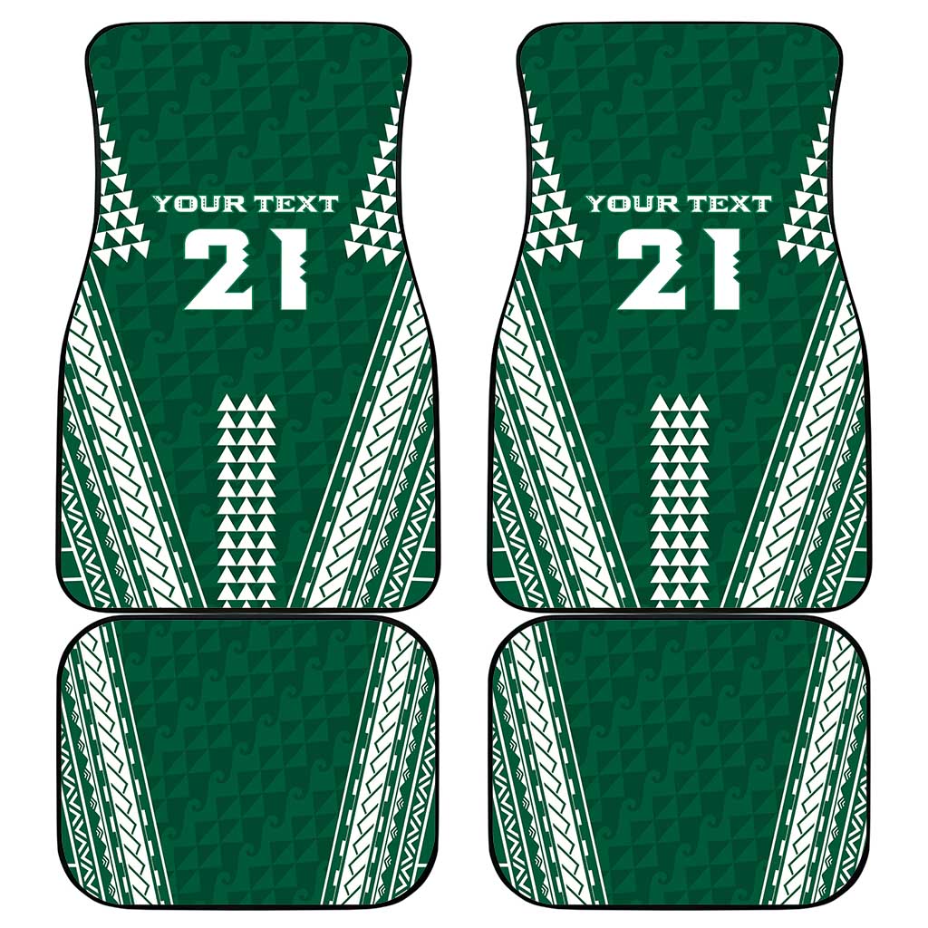 Polynesian Hawaii Volleyball Custom Car Mats Green Kakau with Map Motif