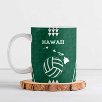 Polynesian Hawaii Volleyball Custom Ceramic Mug Green Kakau with Map Motif - Polynesian Pride